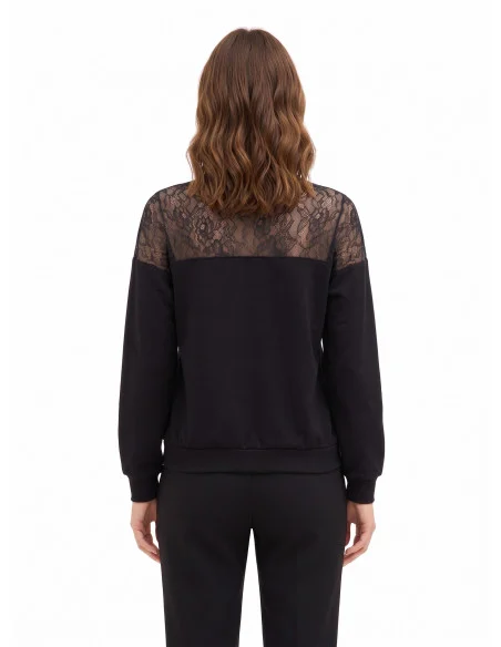 Sweat-shirt oversize en coton avec empiècement en dentelle Rinascimento
