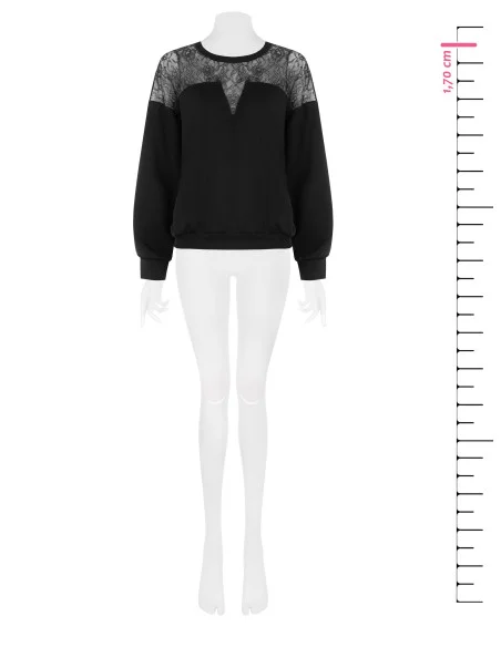 Sweat-shirt oversize en coton avec empiècement en dentelle Rinascimento