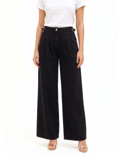 Jean super wide leg plissé avec boucles sur les côtés Rinascimento