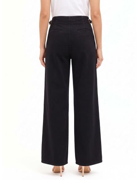 Jean super wide leg plissé avec boucles sur les côtés Rinascimento