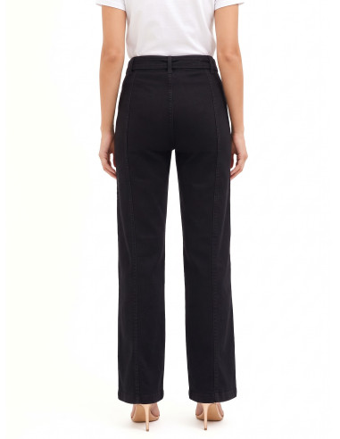 Jeans Wide Leg Con Cintura Integrata E Cuciture Centrali Rinascimento