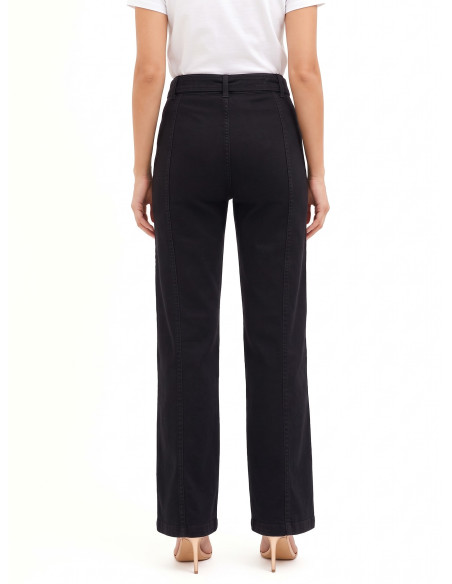 Jeans Wide Leg Con Cintura Integrata E Cuciture Centrali Rinascimento