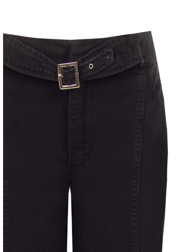 Wide-Leg Jeans with Integrated Belt and Center Seams Rinascimento