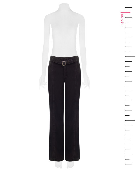 Jean wide leg avec ceinture intégrée et coutures centrales Rinascimento