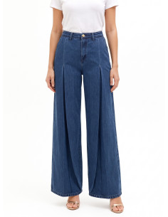 Jean wide leg avec maxi-plis Rinascimento