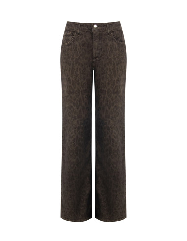 Stretch Leopard-Print Wide-Leg Jeans Rinascimento