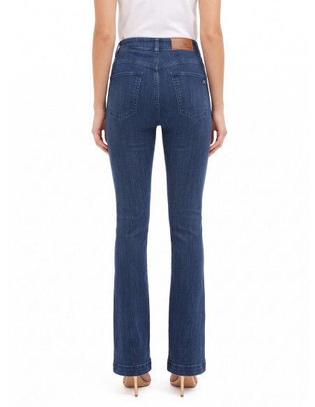 Jeans skinny évasés extensibles avec zips sur le devant Rinascimento