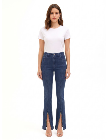 Jeans Skinny Svasati Elasticizzati Con Zip Frontali Rinascimento