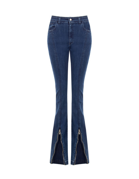 Jeans Skinny Svasati Elasticizzati Con Zip Frontali Rinascimento