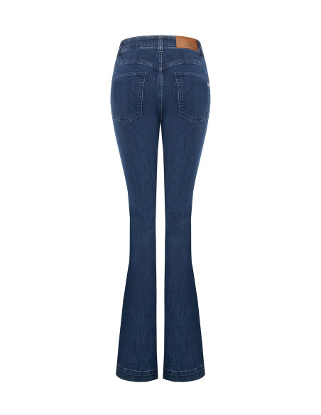 Stretch Flared Skinny Jeans with Front Zips Rinascimento