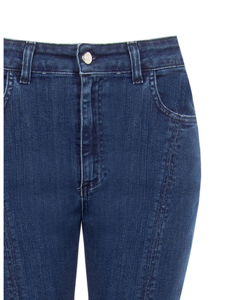 Stretch Flared Skinny Jeans with Front Zips Rinascimento