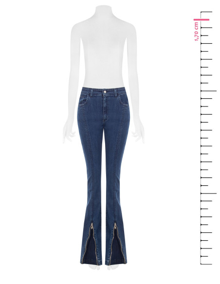 Stretch Flared Skinny Jeans with Front Zips Rinascimento