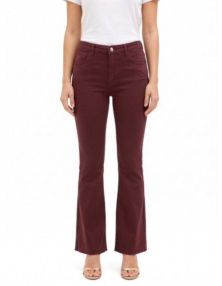 Stretch Flare Jeans with Raw-Cut Hems Rinascimento