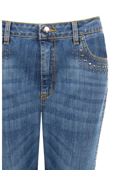 Jean flare stretch avec clous et ourlet effiloché Rinascimento