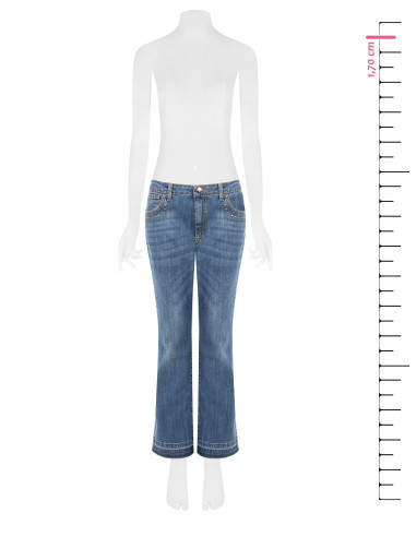 Jean flare stretch avec clous et ourlet effiloché Rinascimento