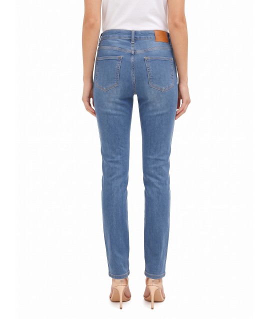 Straight-leg Stretch Jeans, Medium Wash, Rinascimento