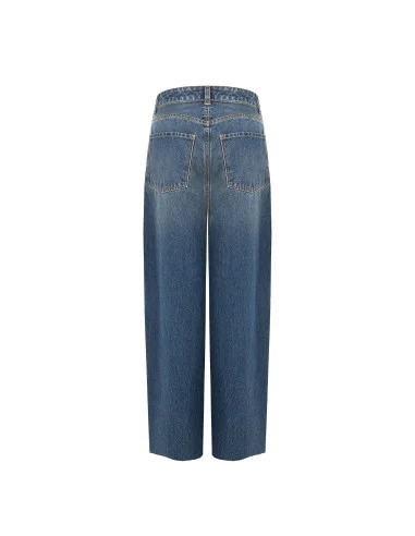 Jean wide leg avec clous et cristaux sur les côtés Rinascimento