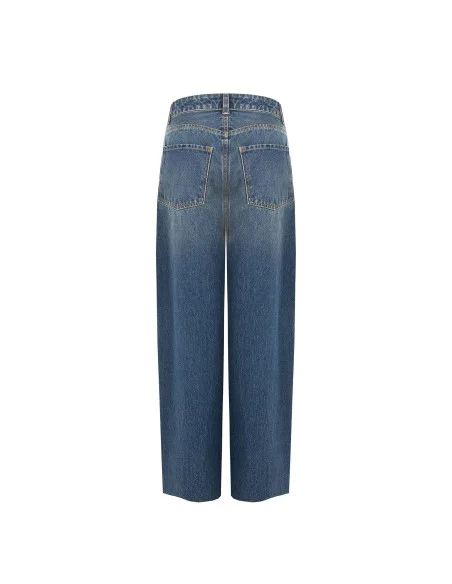Jean wide leg avec clous et cristaux sur les côtés Rinascimento