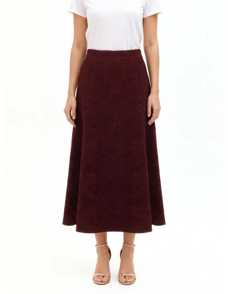 Gonna Lunga Svasata In Jacquard Goffrato Con Lurex Rinascimento