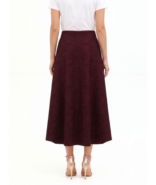 Gonna Lunga Svasata In Jacquard Goffrato Con Lurex Rinascimento