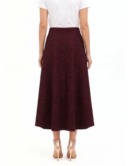 Long Flared Skirt in Embossed Jacquard with Lurex Rinascimento