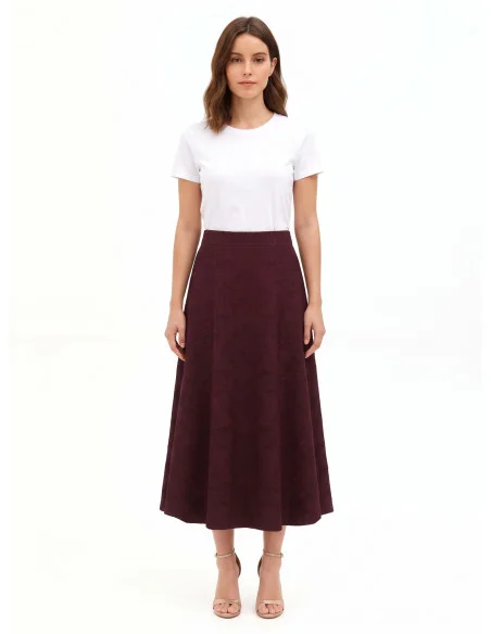 Jupe longue évasée en jacquard gaufré avec lurex Rinascimento