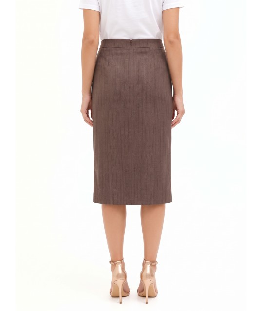 Rinascimento Striped Polyviscose A-line Midi Skirt