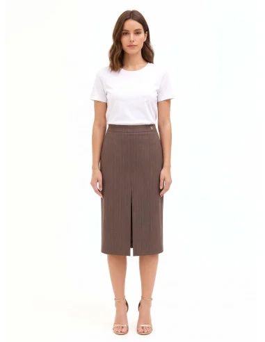 Gonna Midi A Trapezio A Righe In Poliviscosa Rinascimento
