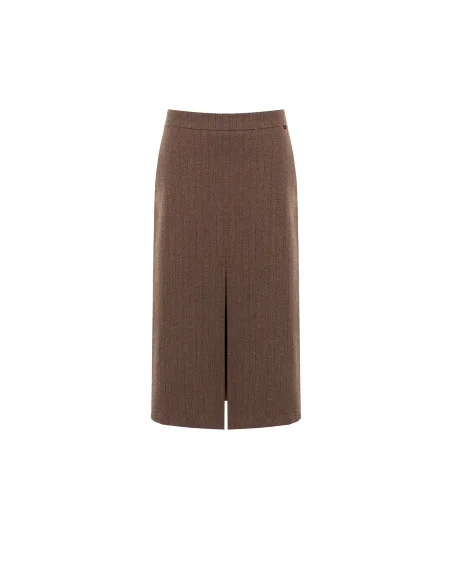 Striped A-Line Midi Skirt in Viscose Blend Rinascimento