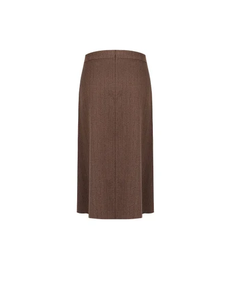 Striped A-Line Midi Skirt in Viscose Blend Rinascimento
