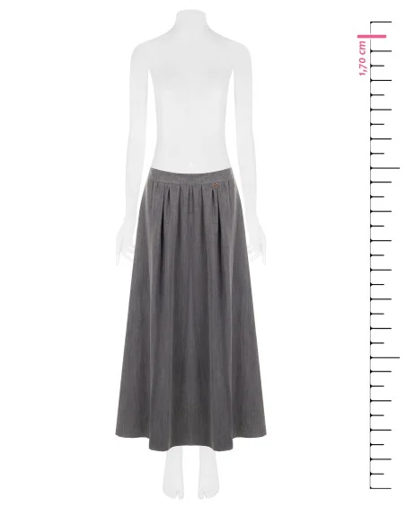 Long Lyocell-Blend Skirt with Washed Effect and Pockets Rinascimento
