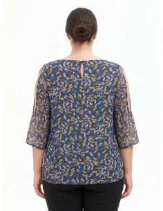 Blouse fluide grande taille en georgette avec décolleté en goutte d’eau, épaules dénudées et détails en lurex Rinascimento Curvy 2