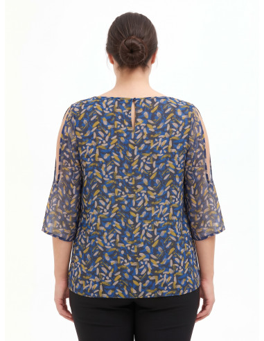 Blouse fluide grande taille en georgette avec décolleté en goutte d’eau, épaules dénudées et détails en lurex Rinascimento Curvy