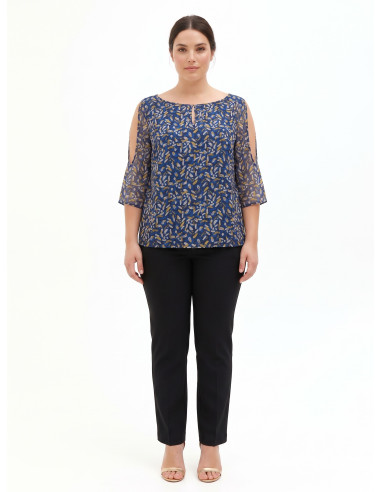 Blouse fluide grande taille en georgette avec décolleté en goutte d’eau, épaules dénudées et détails en lurex Rinascimento Curvy