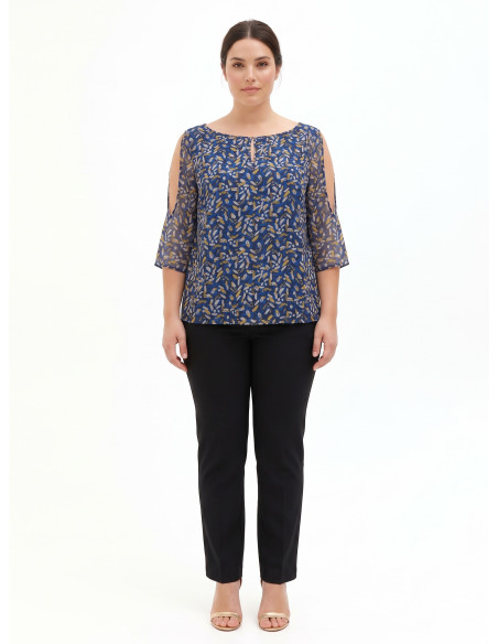 Blusa Curvy Fluida In Georgette Con Scollo A Goccia Spalle Scoperte E Dettagli Lurex Rinascimento Curvy
