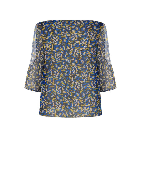 Blouse fluide pour femmes rondes en georgette, avec encolure en goutte d'eau et épaules dénudées...