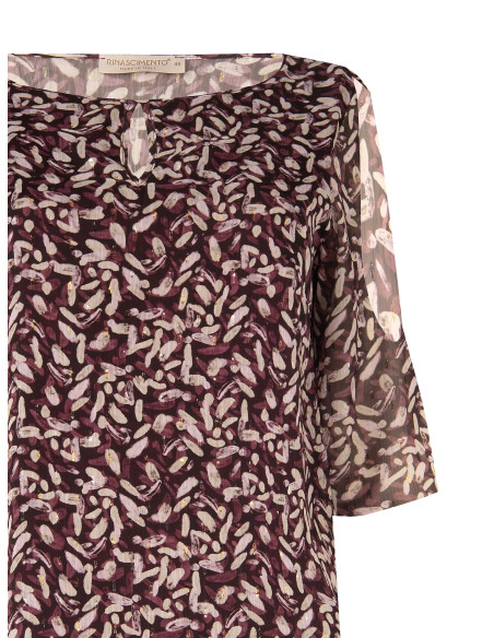 Flowing Curvy Georgette Blouse with Teardrop Neckline and Bare Shoulders...