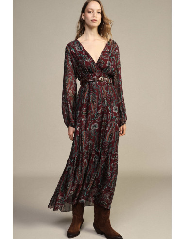 Dixie Long Paisley-Print Dress with Wide Sleeves - Vestiti Firmati ...