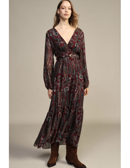 Abito Lungo Stampa Paisley Con Maniche Ampie Dixie