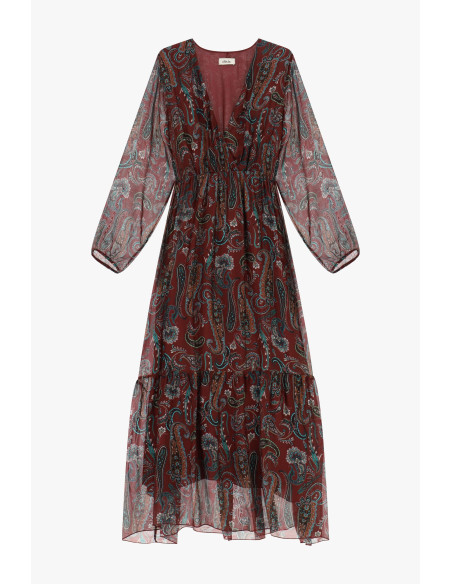 Robe longue à imprimé paisley et manches amples Dixie - Vestiti Fir...