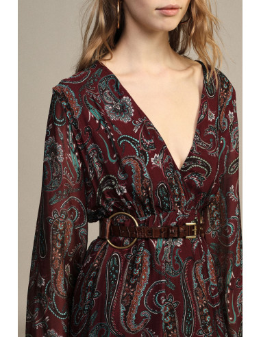 Robe longue à imprimé paisley et manches amples Dixie - Vestiti Fir...