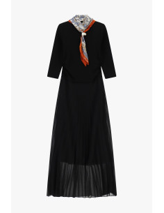 Robe longue à jupe plissée et foulard imprimé Dixie - Vestiti Firma...