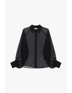 Dixie Flared Shirt with Wide Sleeves and Sheer Details - Vestiti Fi...