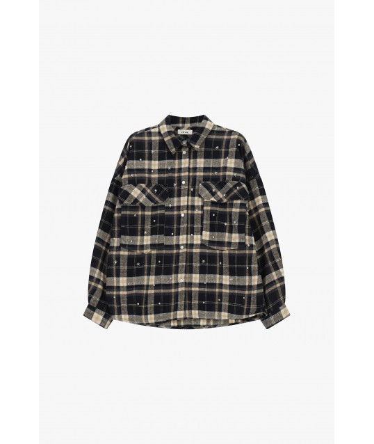 Camicia A Quadri Con Tasche E Dettagli Brillanti Dixie