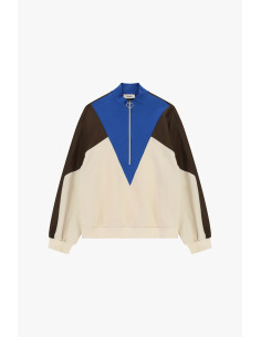 Sweat sans capuche à fermeture éclair et détails géométriques Dixie...