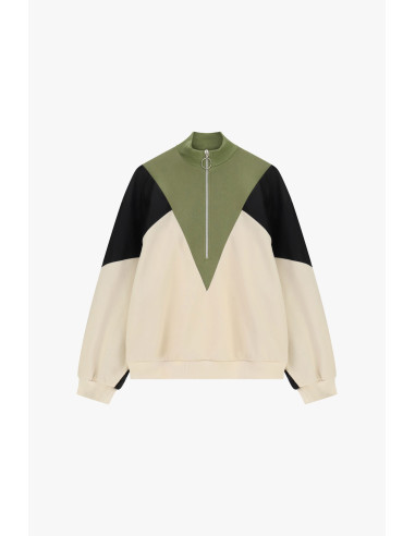 Felpa Senza Cappuccio Con Zip E Dettagli Geometrici Dixie