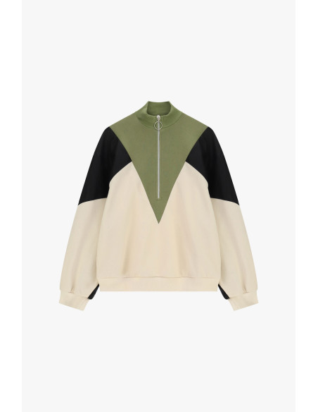 Zip-Up Sweatshirt Without Hood with Geometric Details Dixie