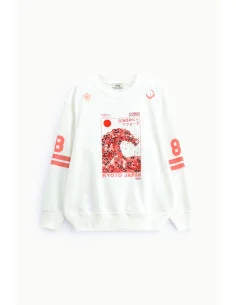 Sweat-shirt col rond imprimé Kyoto et détails graphiques Dixie
