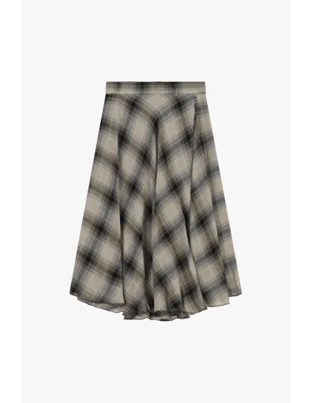 Jupe midi évasée à carreaux avec taille normale Dixie