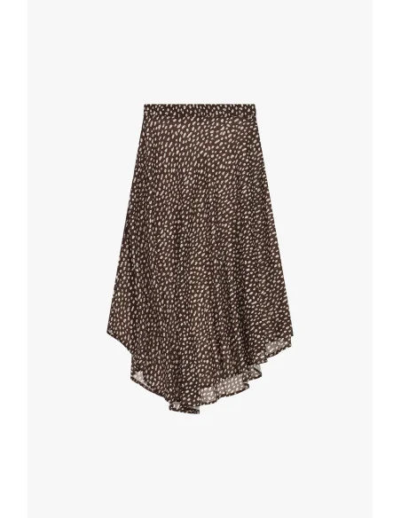 Midi Skirt with Polka Dot Print and Asymmetrical Hem Dixie